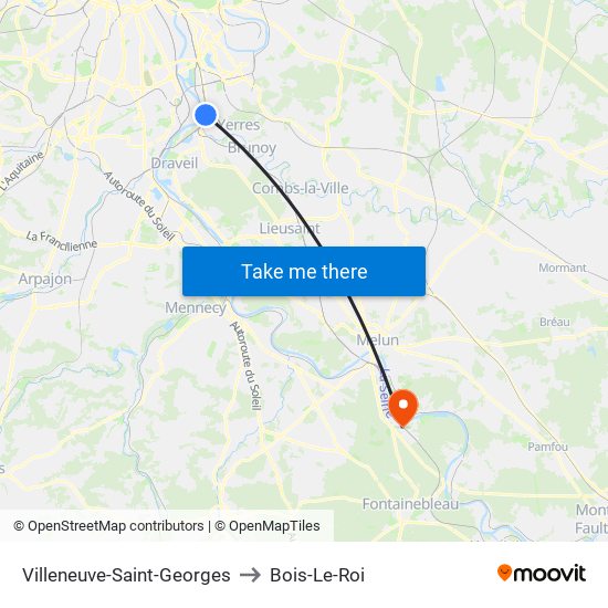 Villeneuve-Saint-Georges to Bois-Le-Roi map