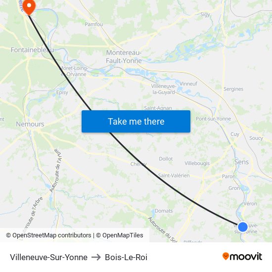 Villeneuve-Sur-Yonne to Bois-Le-Roi map