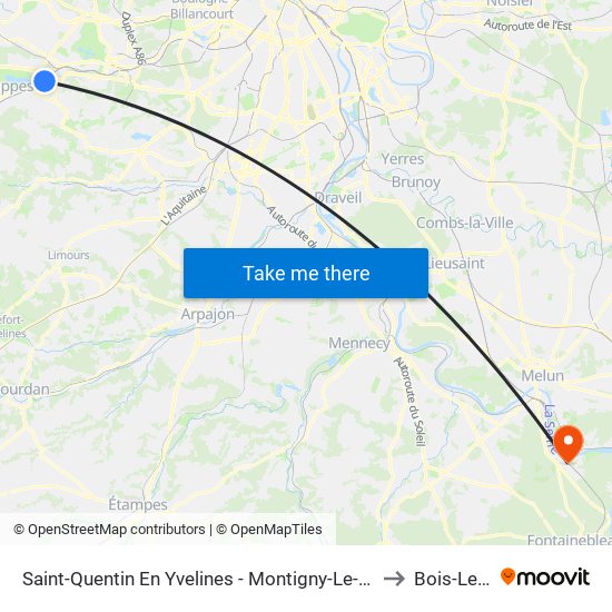 Saint-Quentin En Yvelines - Montigny-Le-Bretonneux to Bois-Le-Roi map