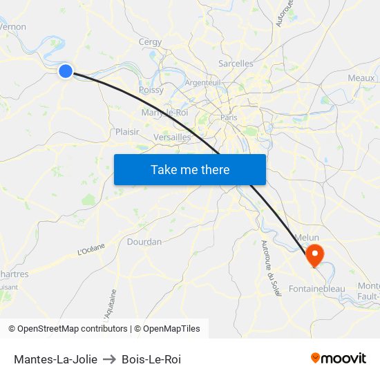 Mantes-La-Jolie to Bois-Le-Roi map