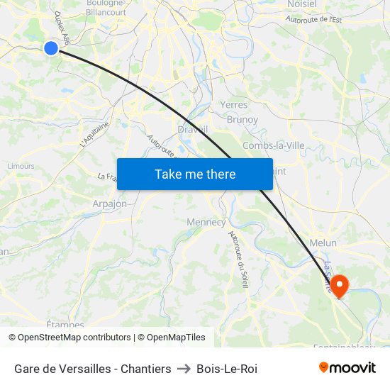 Gare de Versailles - Chantiers to Bois-Le-Roi map