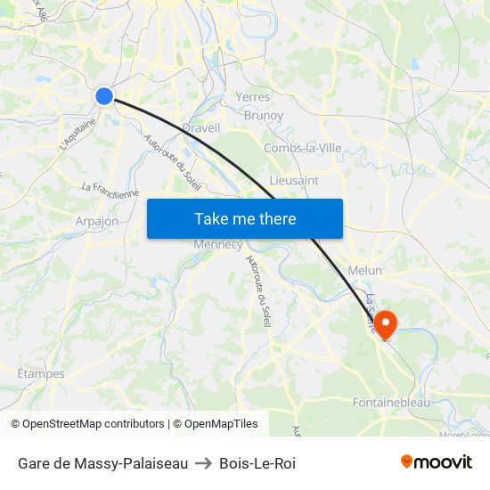 Gare de Massy-Palaiseau to Bois-Le-Roi map