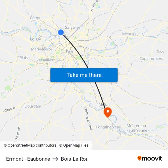 Ermont - Eaubonne to Bois-Le-Roi map