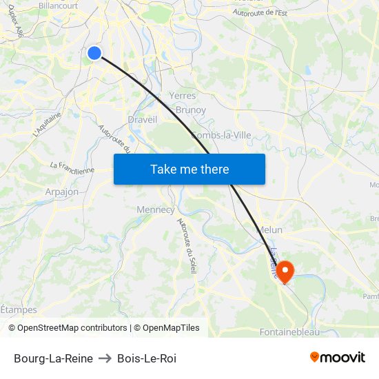 Bourg-La-Reine to Bois-Le-Roi map