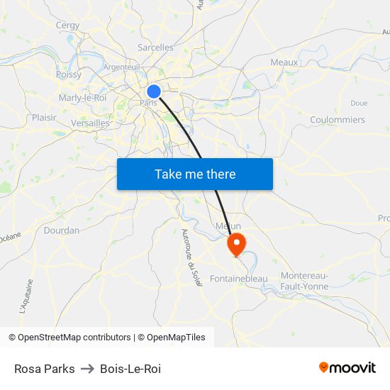 Rosa Parks to Bois-Le-Roi map