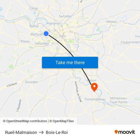 Rueil-Malmaison to Bois-Le-Roi map