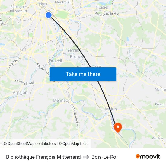 Bibliothèque François Mitterrand to Bois-Le-Roi map