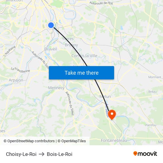Choisy-Le-Roi to Bois-Le-Roi map