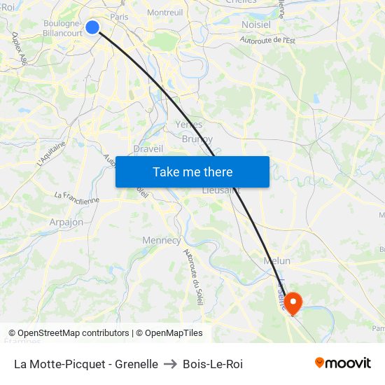 La Motte-Picquet - Grenelle to Bois-Le-Roi map