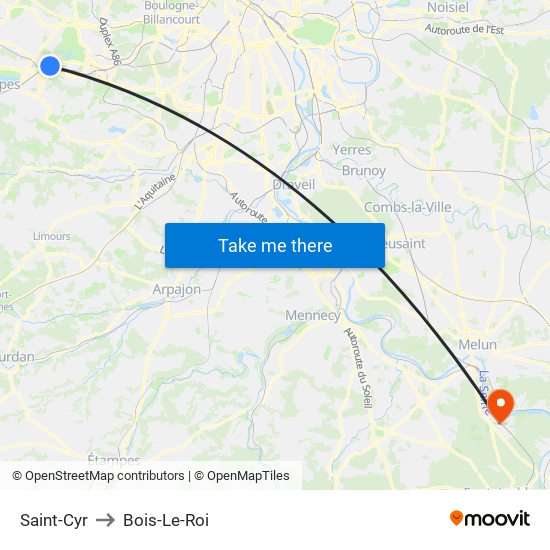 Saint-Cyr to Bois-Le-Roi map