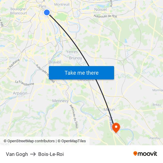 Van Gogh to Bois-Le-Roi map