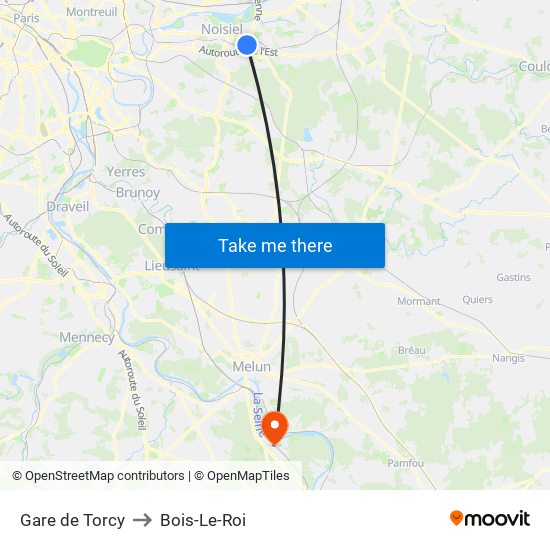 Gare de Torcy to Bois-Le-Roi map