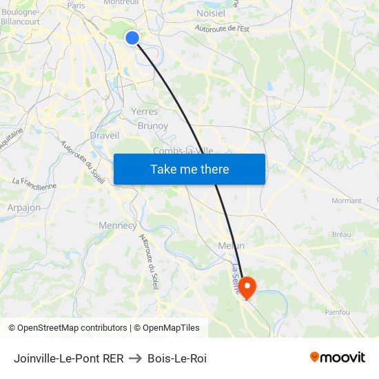 Joinville-Le-Pont RER to Bois-Le-Roi map