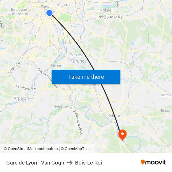 Gare de Lyon - Van Gogh to Bois-Le-Roi map