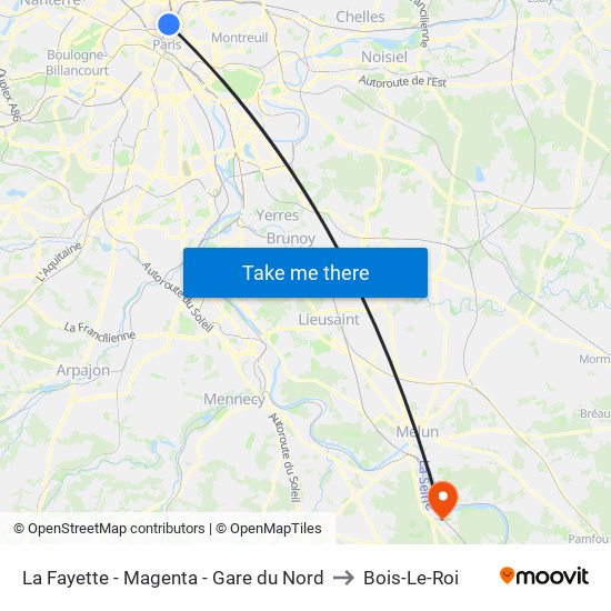 La Fayette - Magenta - Gare du Nord to Bois-Le-Roi map