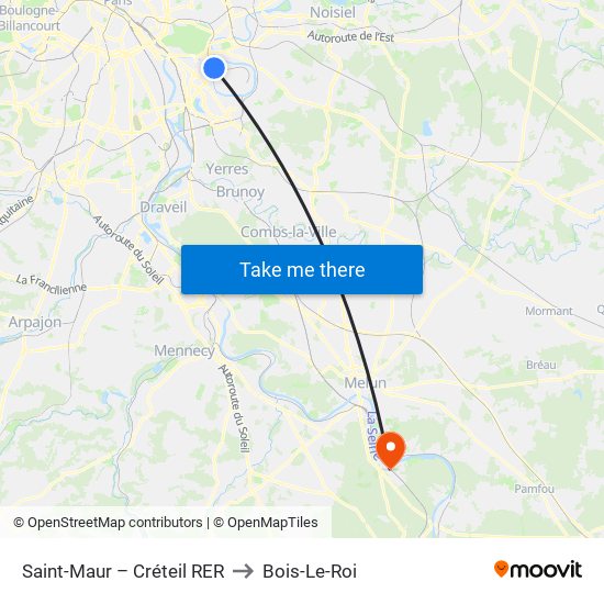 Saint-Maur – Créteil RER to Bois-Le-Roi map