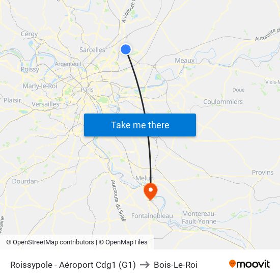 Roissypole - Aéroport Cdg1 (G1) to Bois-Le-Roi map