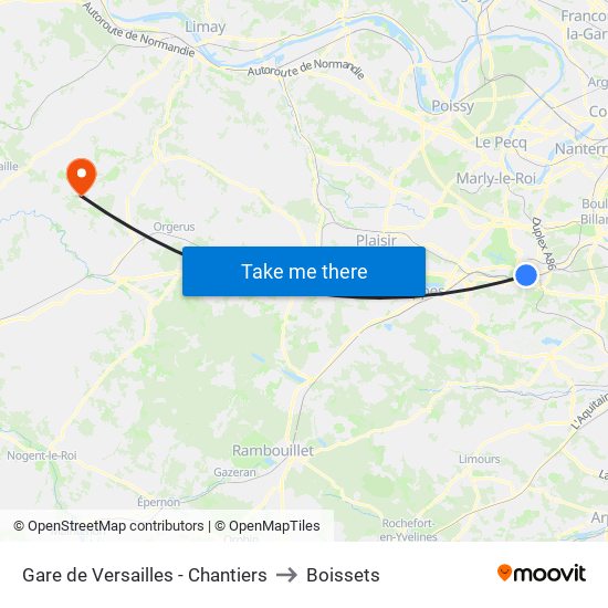 Gare de Versailles - Chantiers to Boissets map