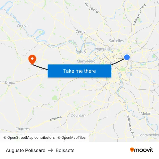 Auguste Polissard to Boissets map