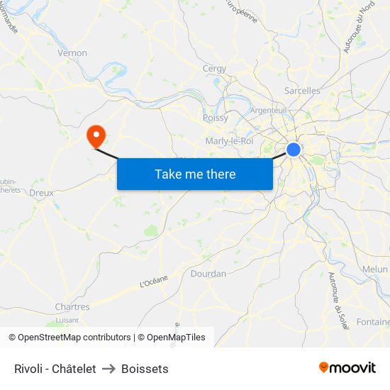 Rivoli - Châtelet to Boissets map