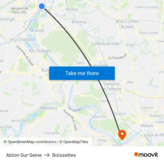 Ablon-Sur-Seine to Boissettes map