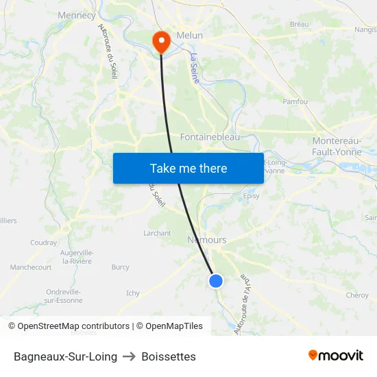 Bagneaux-Sur-Loing to Boissettes map