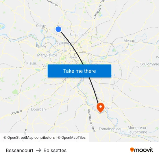 Bessancourt to Boissettes map