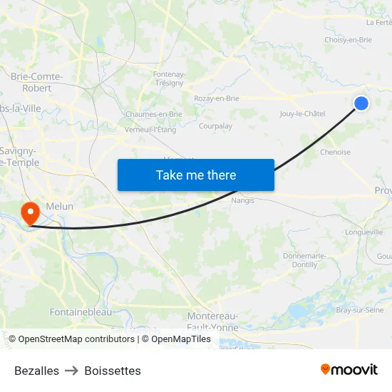 Bezalles to Boissettes map