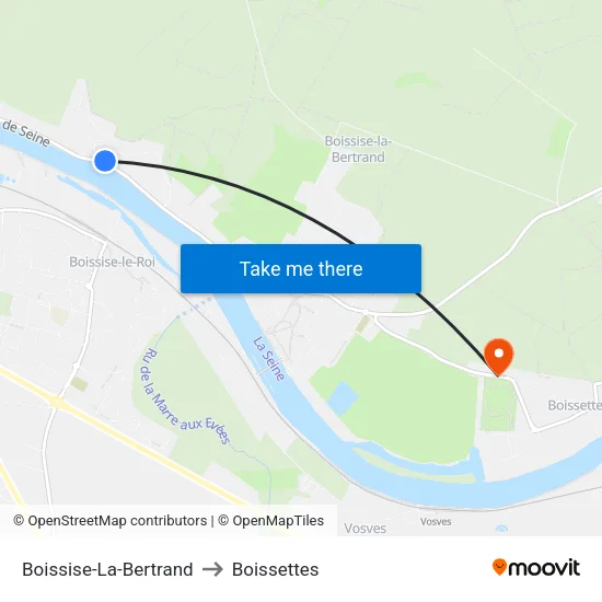 Boissise-La-Bertrand to Boissettes map