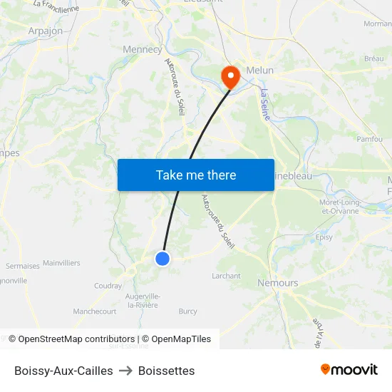 Boissy-Aux-Cailles to Boissettes map