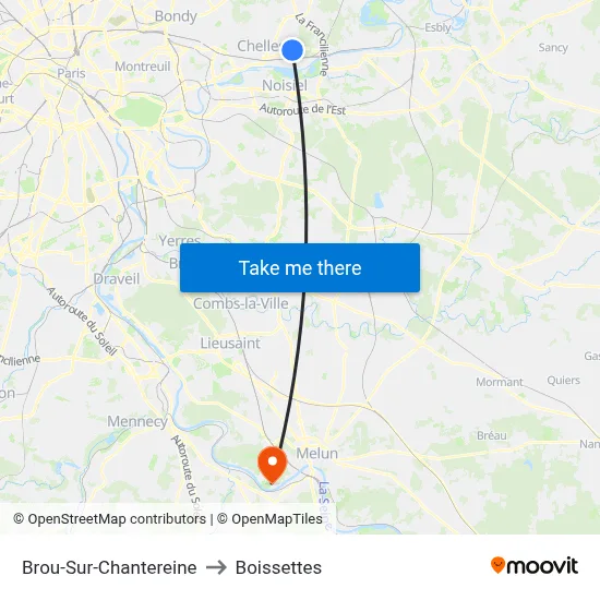 Brou-Sur-Chantereine to Boissettes map