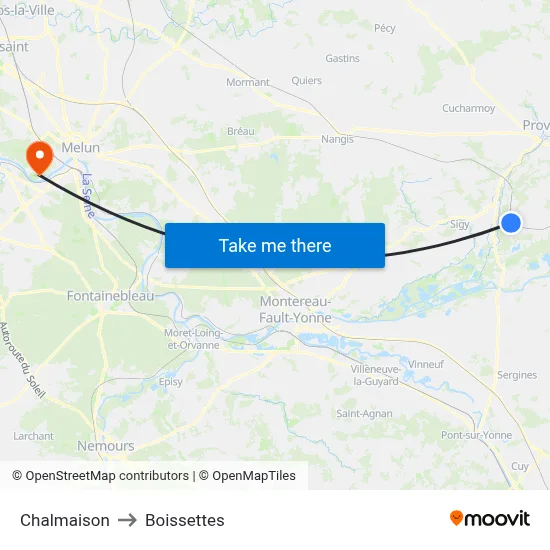 Chalmaison to Boissettes map