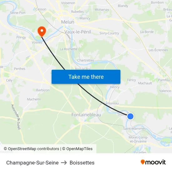 Champagne-Sur-Seine to Boissettes map