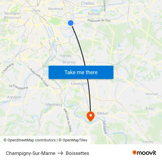 Champigny-Sur-Marne to Boissettes map