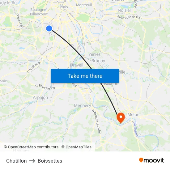 Chatillon to Boissettes map