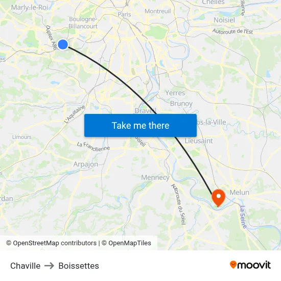 Chaville to Boissettes map