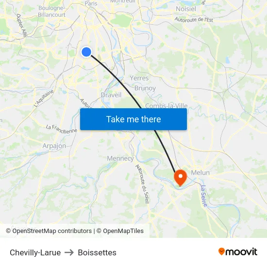 Chevilly-Larue to Boissettes map