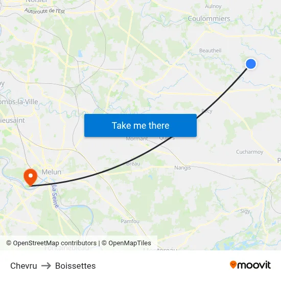 Chevru to Boissettes map