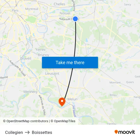 Collegien to Boissettes map