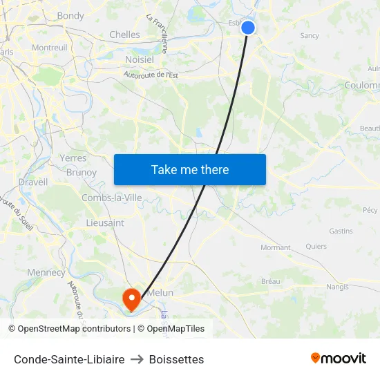 Conde-Sainte-Libiaire to Boissettes map