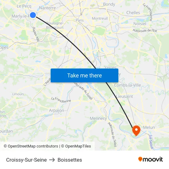 Croissy-Sur-Seine to Boissettes map