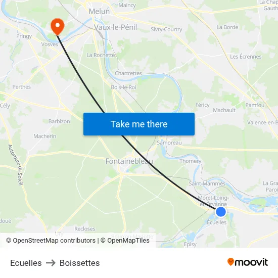 Ecuelles to Boissettes map