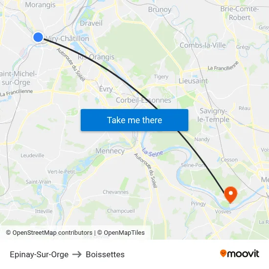 Epinay-Sur-Orge to Boissettes map