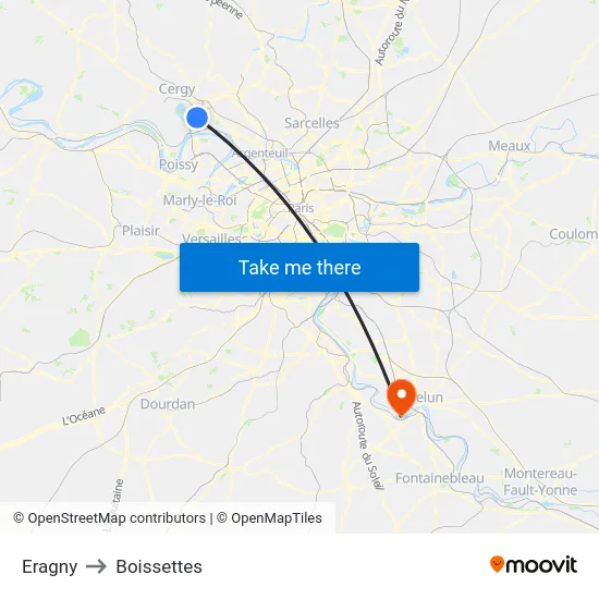 Eragny to Boissettes map
