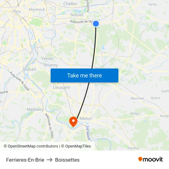 Ferrieres-En-Brie to Boissettes map