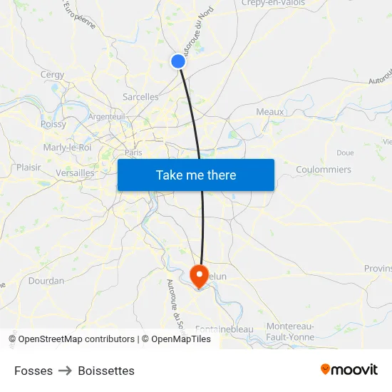Fosses to Boissettes map