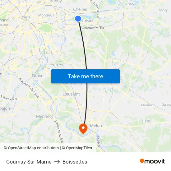 Gournay-Sur-Marne to Boissettes map