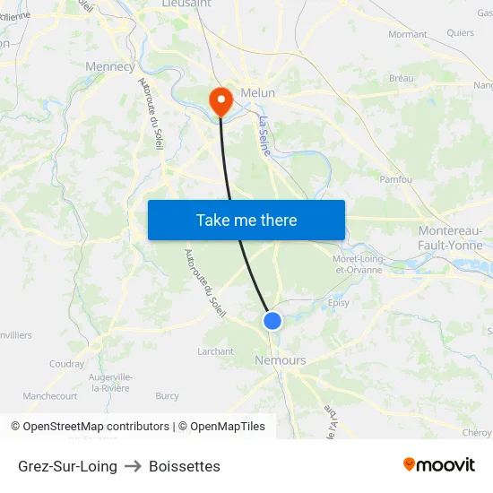 Grez-Sur-Loing to Boissettes map