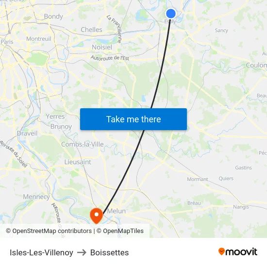 Isles-Les-Villenoy to Boissettes map