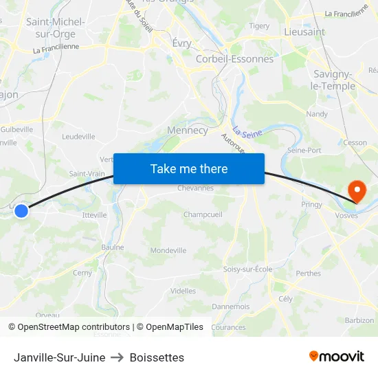 Janville-Sur-Juine to Boissettes map